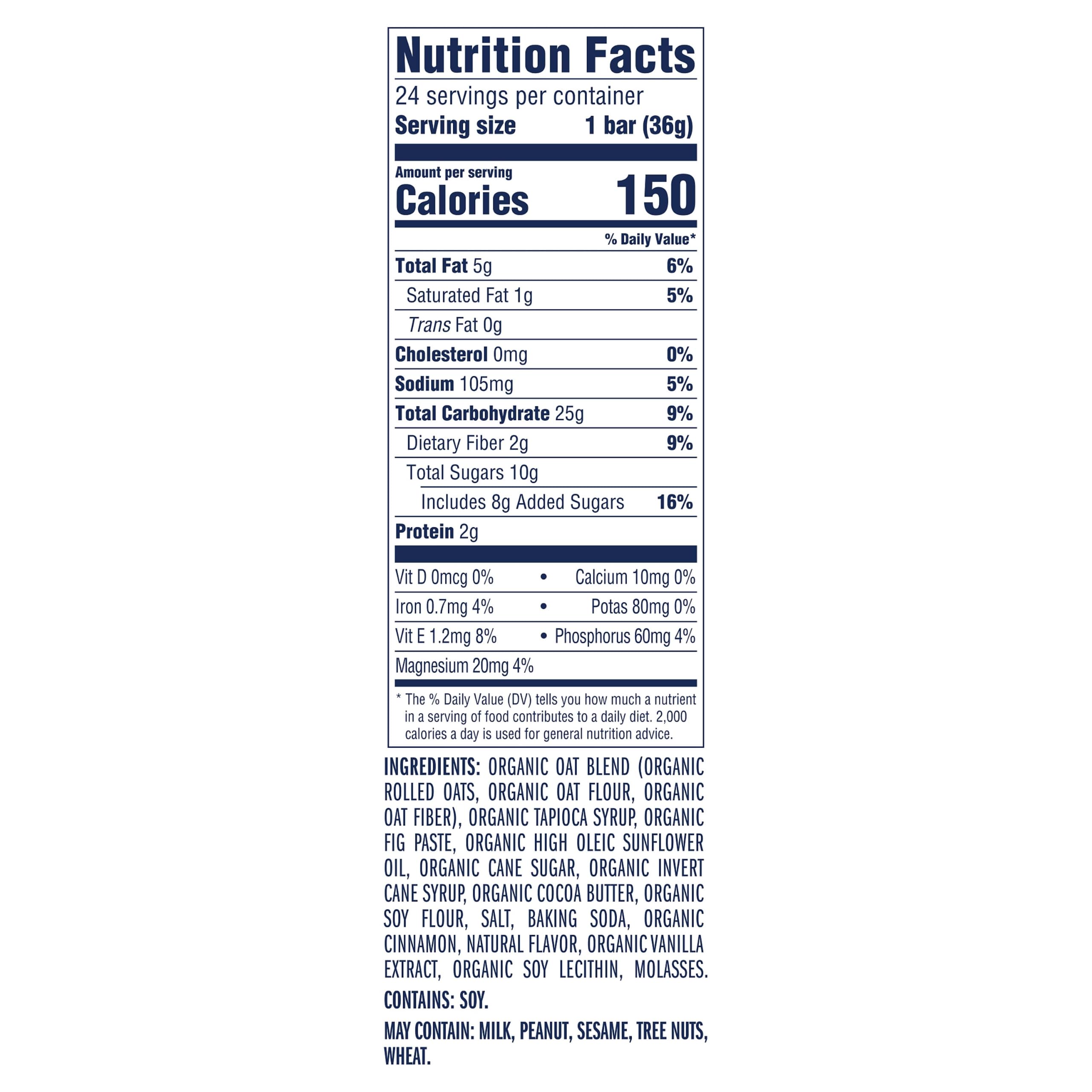 Iced Oatmeal Cookie - Soft Baked Whole Grain Snack Bars - USDA Organic - Non-GMO - Plant-Based - 1.27 oz. (24 Pack)