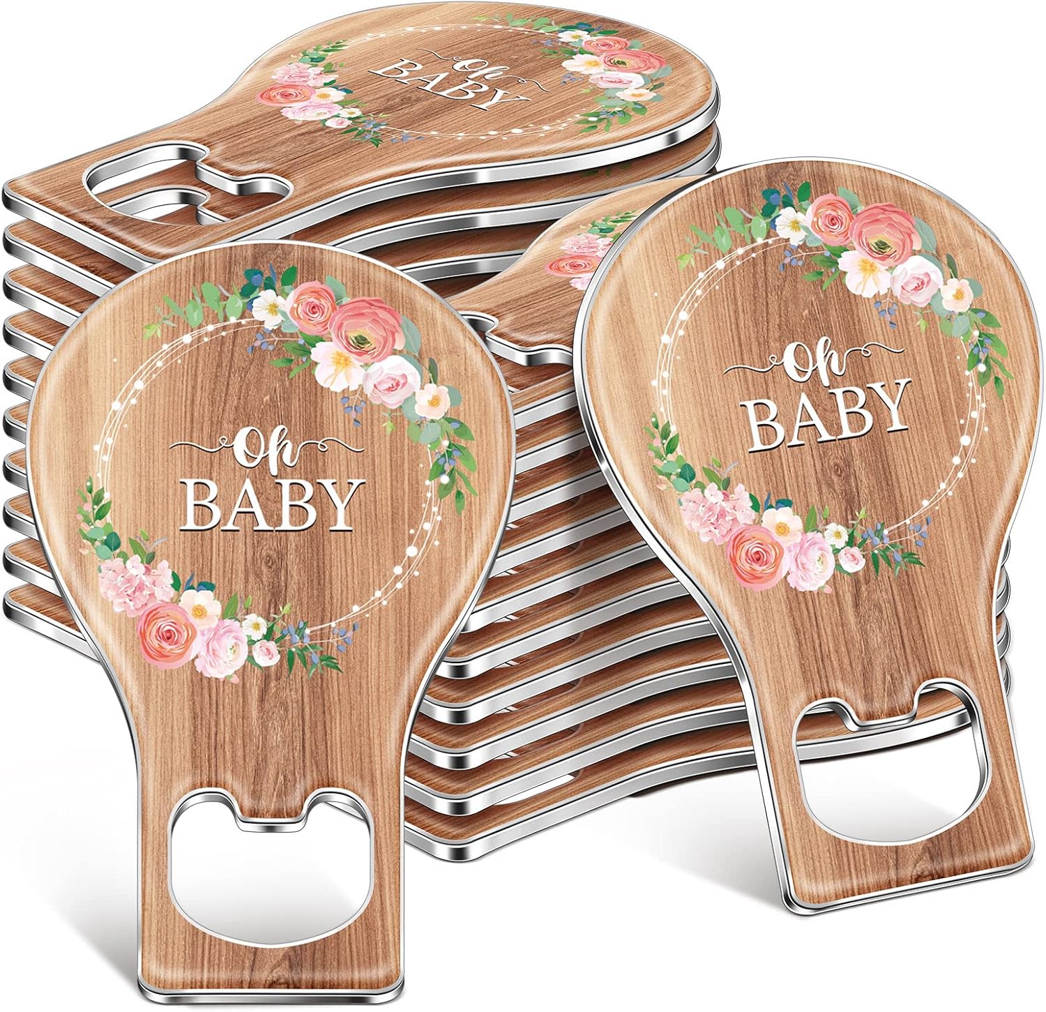Rtteri 24 Pack Rustic Baby Shower Bottle Opener Favors
