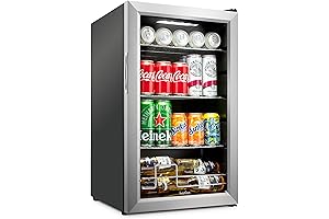 Ivation 101 Can Beverage Refrigerator: 28-inch High Mini Fridge with Reversible Glass...