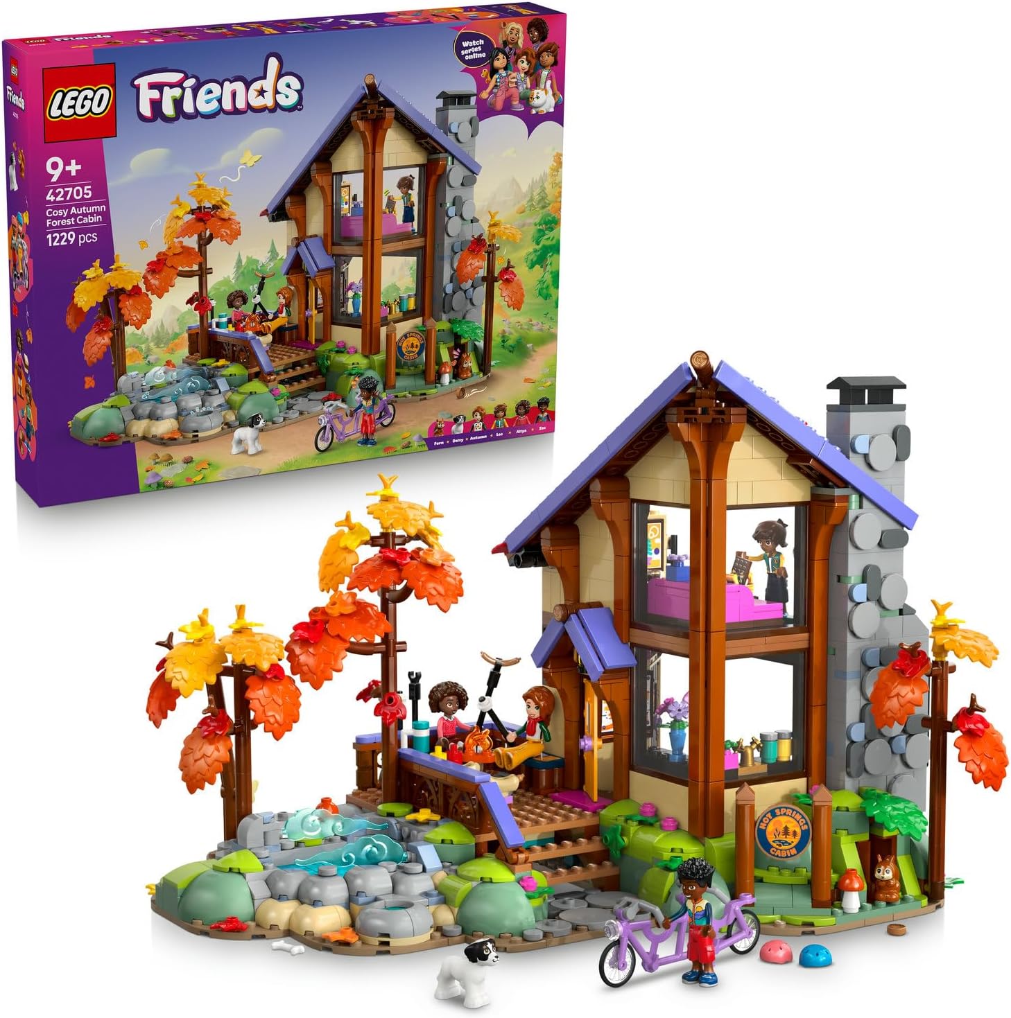 LEGO Friends Şirin Sonbahar Orman Kulübesi 42705-9 Yaş ve Üzeri Kız ve Erkek Çocuklar için Mini Bebek ve Oyuncak Hayvanlar İçeren Yaratıcı Oyuncak Yapım Seti, Hediye Fikri (1229 Parça)