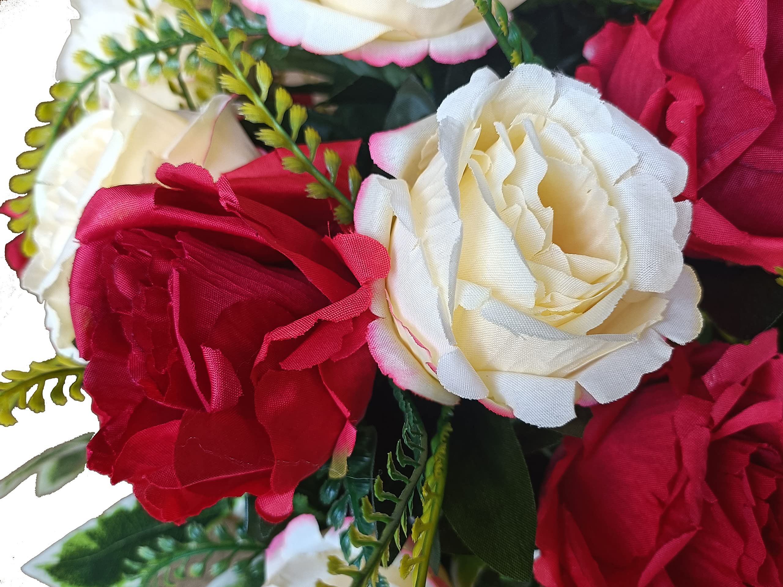 DRW Centre de Fleurs artificielles cimetière, Saints, Anniversaires Ronds Roses Jaunes et Rouges 40 cm diamètre x 35 cm Hauteur