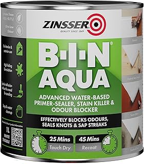 Zinsser BIN Aqua Primer Sealer - Stain Killer Paint - White, 1.00 l (Pack of 1)