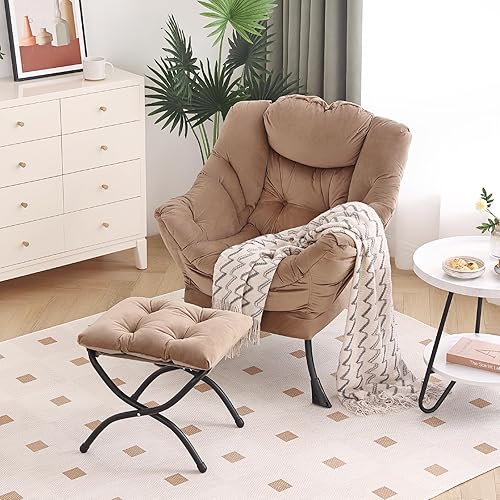 Silla Lazy con otomana, silla moderna con reposapiés plegable, silla de acento de salón, cómoda silla de lectura, sillones de gran tamaño para
