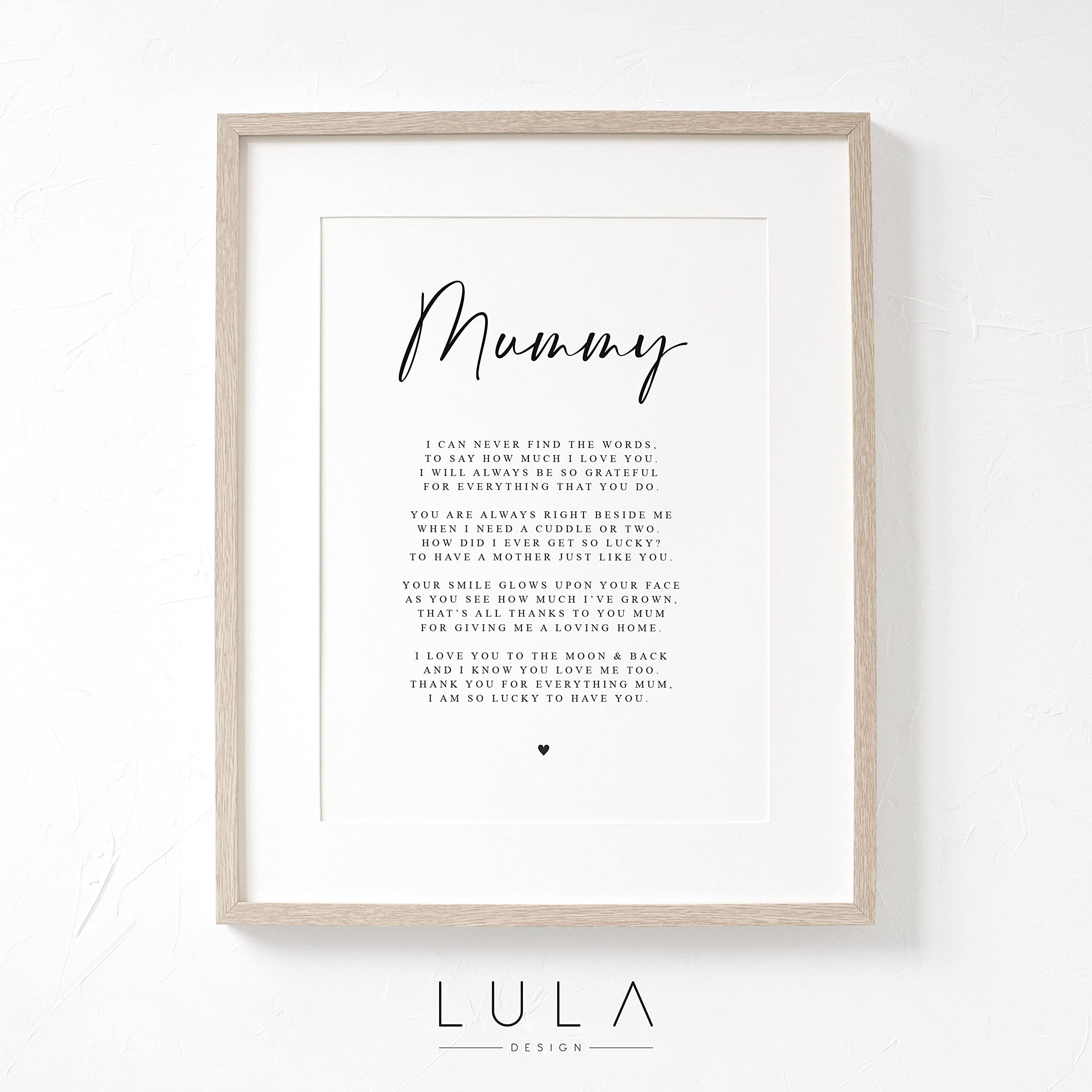 Lula Design Mummy Poem A4 or A5 PRINT- Mothers Day Gift, Gift for Mum, Mum Birthday Gift, A poem for Mum, Mummy Gift, Gift for Mummy from Child Children