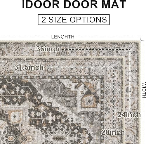 Miniatura 182 de Collive Tapete lavable para interiores, tapete retro antideslizante de 20 x 32 pulgadas, alfombra de entrada de absorción rápida, tapete de entrada