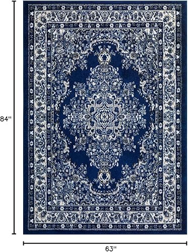 Vista 146 de Antep Rugs - Alfombra oriental de 6x9 con medallón tradicional para interior Siesta (beige negro, 6 pies 7 pulgadas x 9 pies)