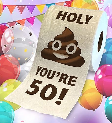 Miniatura 2 de Printed TP Holy Poop You're 50 - Papel higiénico impreso para regalo de broma  Feliz cumpleaños 50 divertido papel higiénico para la mejor broma,
