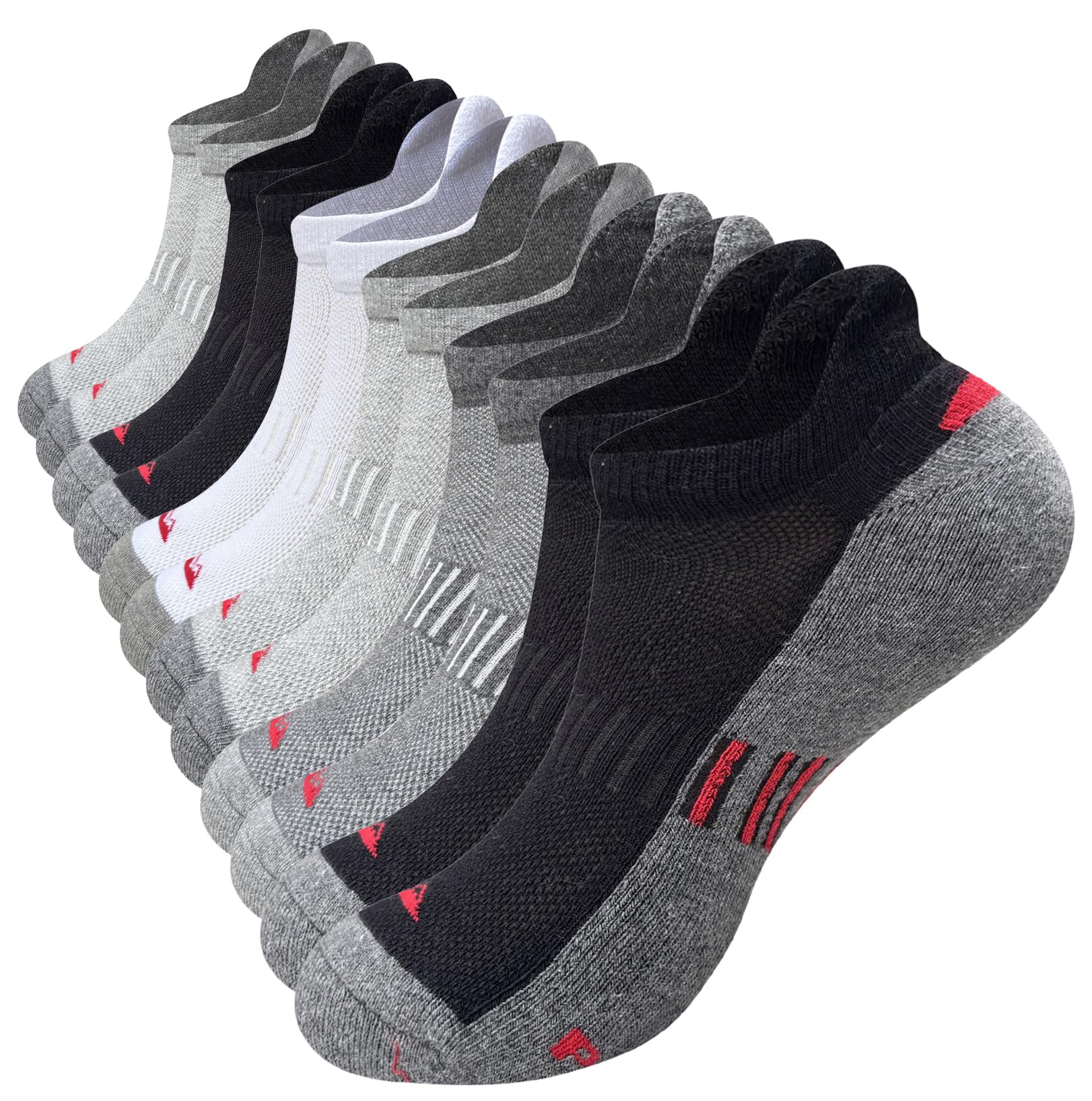 Men's Running Trainer Socks, 6 Pairs of Anti-Bubble Padded Socks, Breathable Cotton Ankle Socks, Sports Short Socks for Walking, Hiking, Cycling-image-4