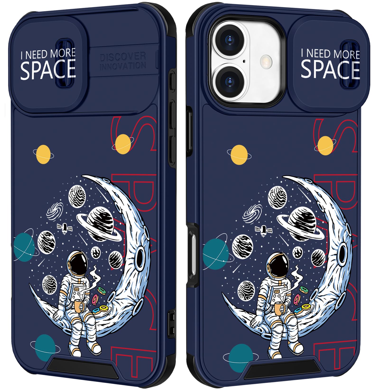 Funermei for iPhone 16 Plus Case - Women Girls Cute Phone Cover Girly Pretty Aesthetic Astronaut Space Unique Design with Camera Cover Funda for Apple for iPhone 16 Plus