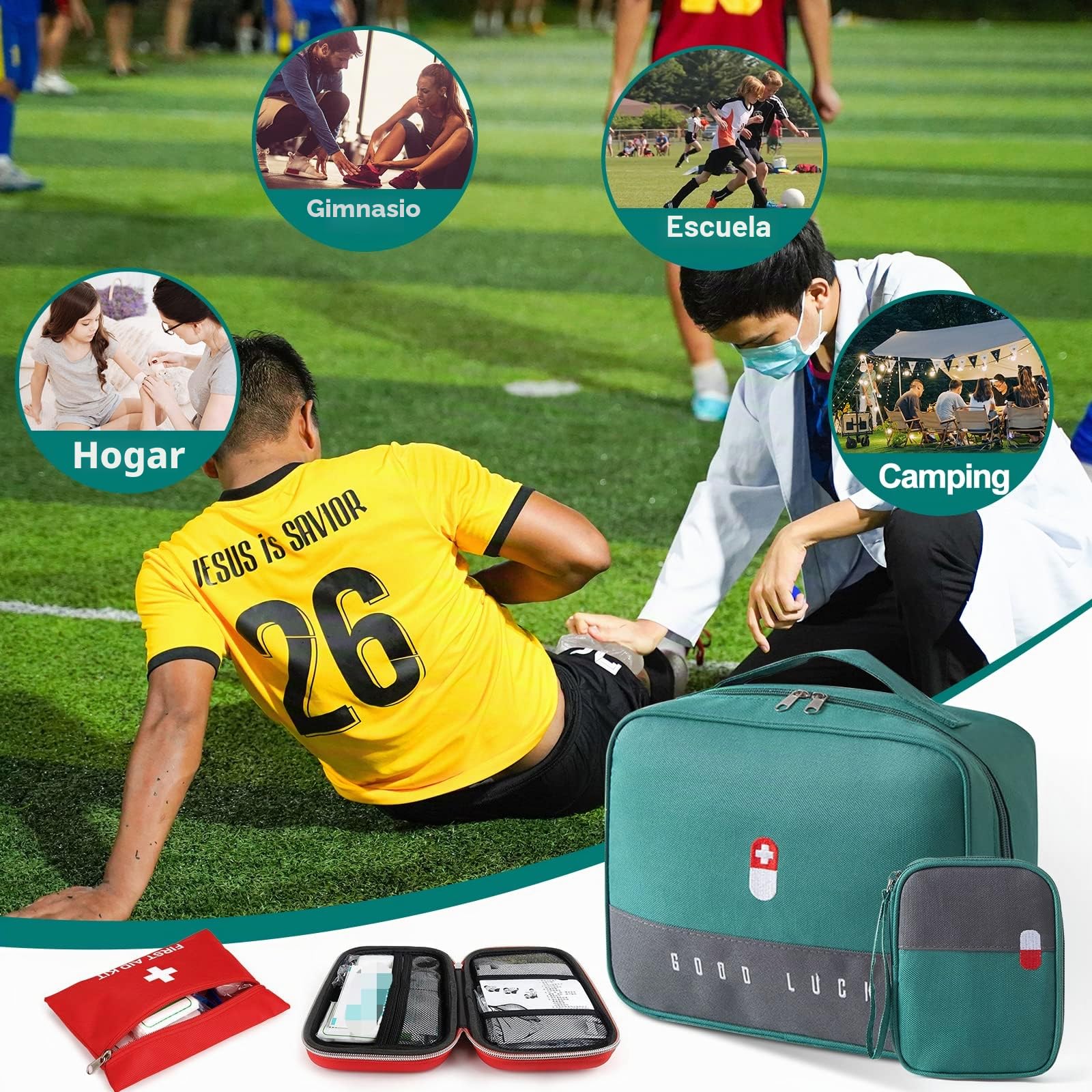 Botiquín Viaje, 4PCs Bolsa Kit de Primeros Auxilios, Portátil para Hogar, Oficina, Viajes, Camping, Gran Capacidad