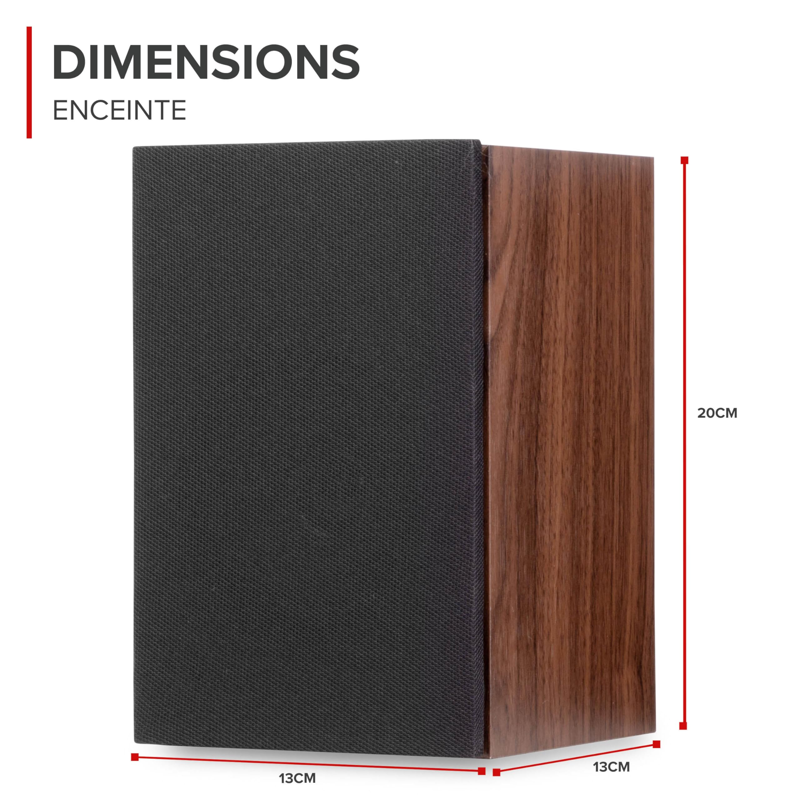 Audizio RP325W - Platine Vinyle Rétro Noyer Noir avec Enceintes Intégrées (60W), BT sans Fil Bidirectionnel, 33/45/78 Tours, Capot Amovible, Lecteur Vinyle Tout-en-Un
