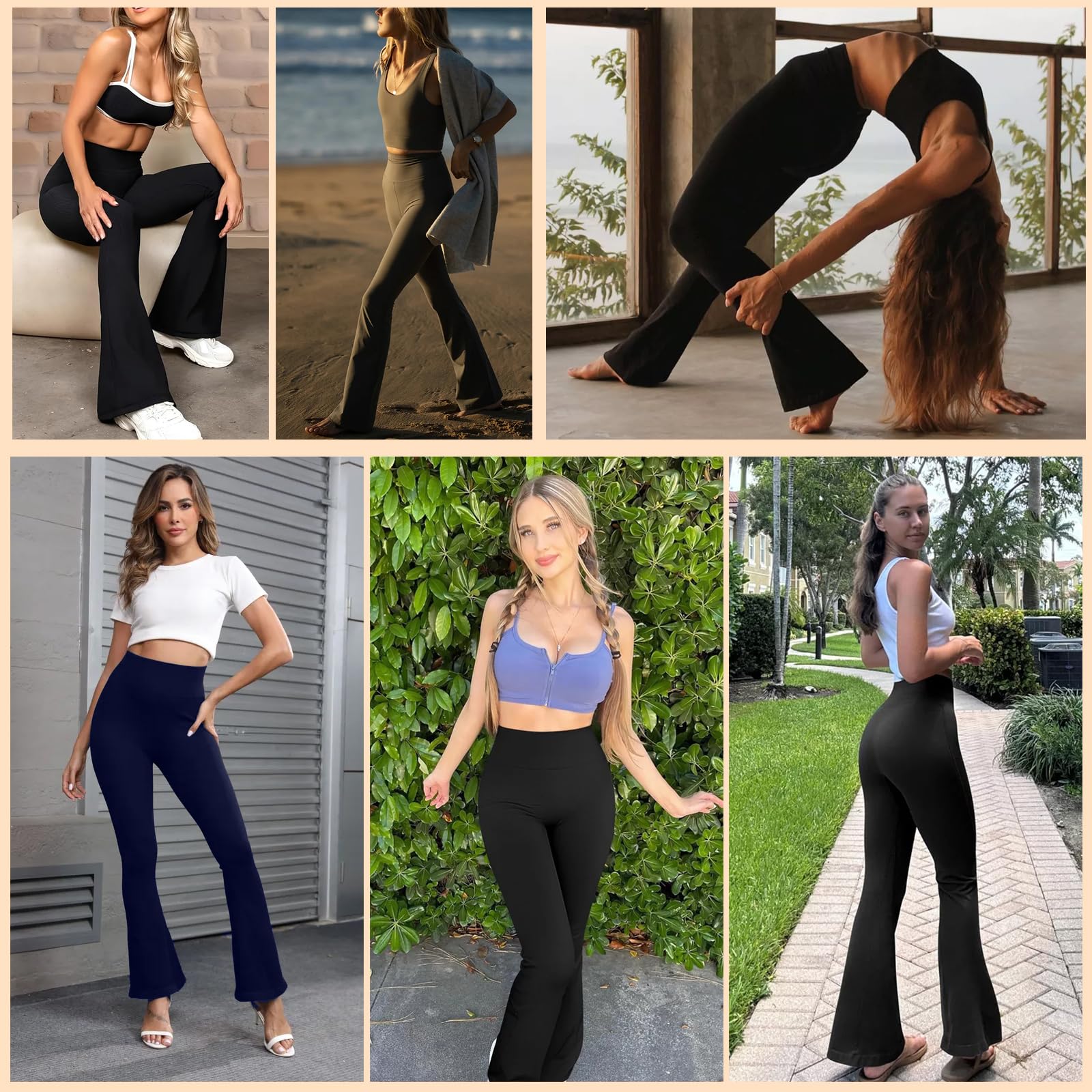 Pantalones de Yoga para Mujer Cintura Alta Pantalones Acampanados Bootcut Yoga Pants Casual Flared Leggings Deportivos Push Up Pantalones de Jazz Trabajo Fitness Entrenamient