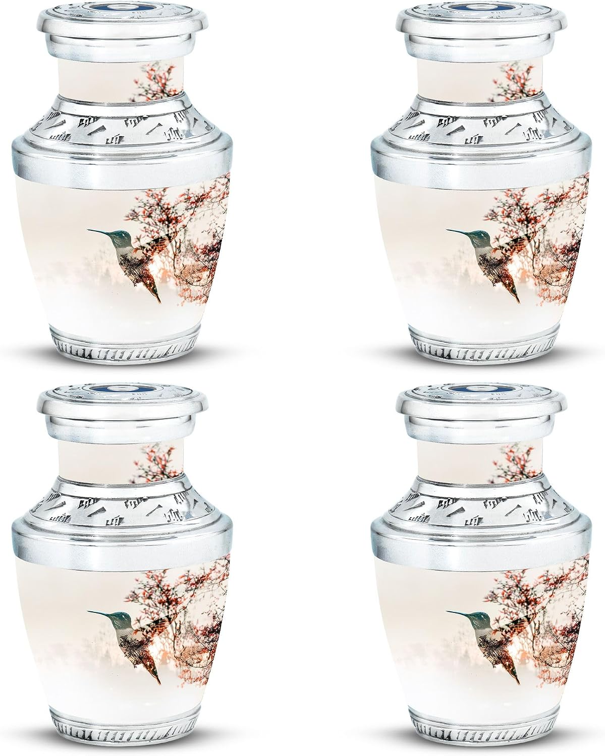 Hummingbird Urn for Ashes, 3 Inch Urn Set of 4, White Cremation Urns for Ashes, Decorative Urn for Ashes, Small Dog Urns, Urns for Human Ashes Adult Female, Mini Urns for Ashes