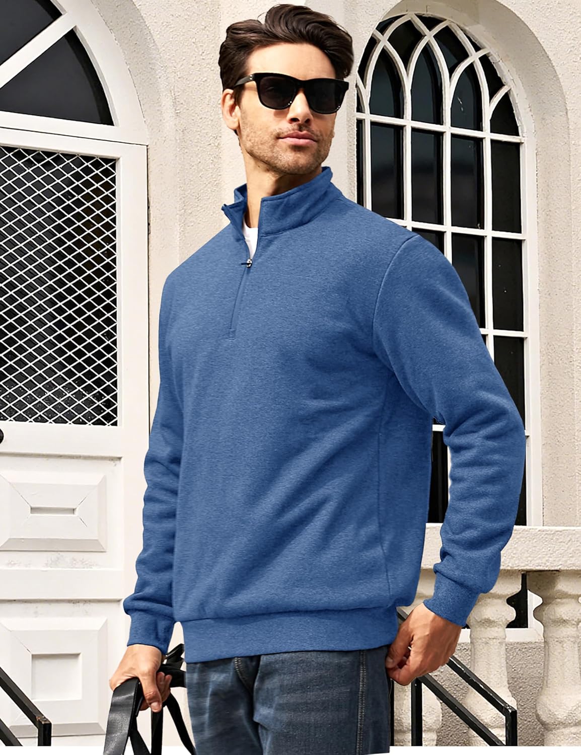 MAGCOMSEN Men's Sherpa Lined Quarter Zip Fleece Heavyweight Pullover Winter Warm Sweatshirts - Image 3