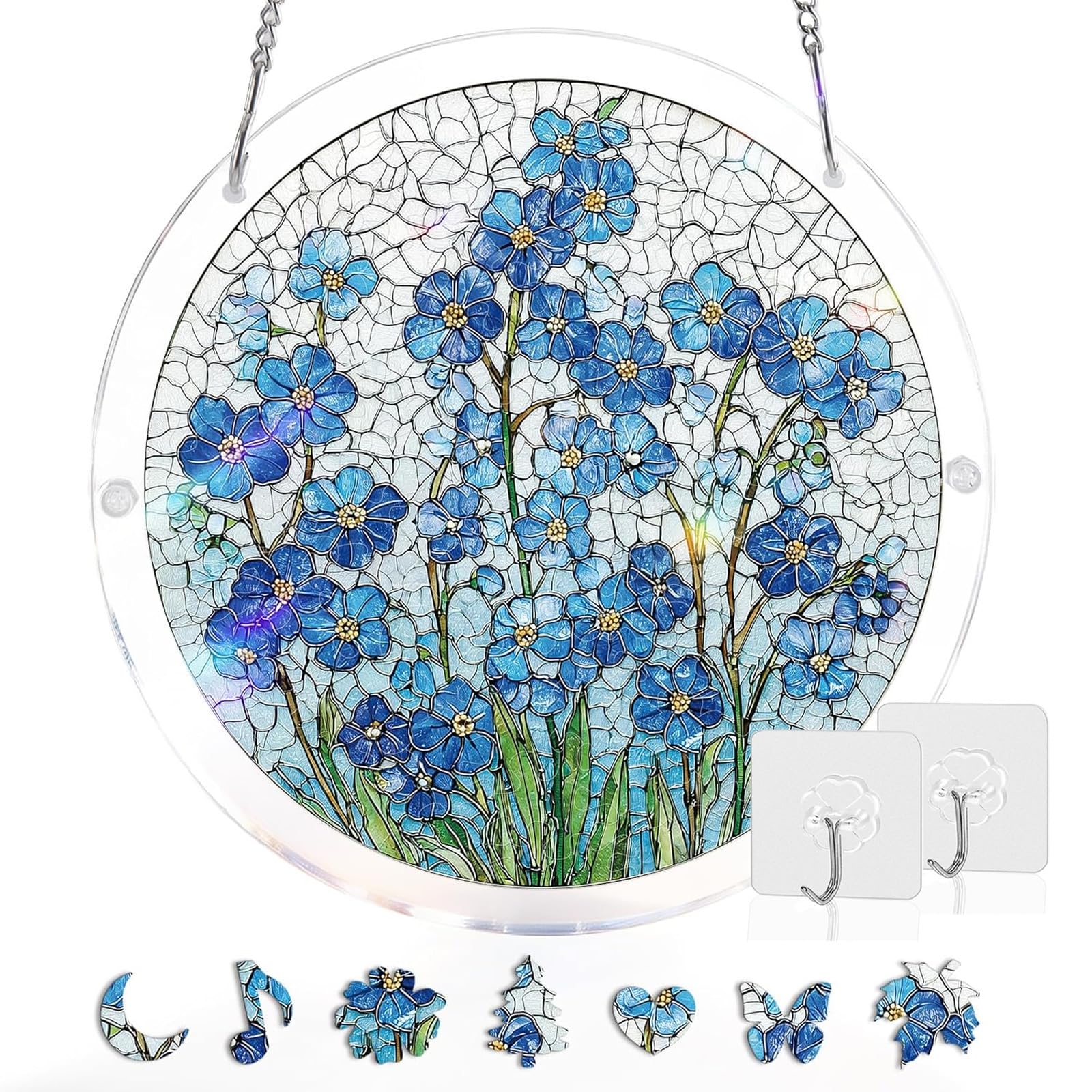 Acrylic Puzzle Suncatcher 83 Pieces, 7.4 Inch, DIY Window Hanging Decoration for Home & Garden, for Women, Men, and Moms, Ideal for Birthday or Home Decor,Style d,S (7.4in) — view 18