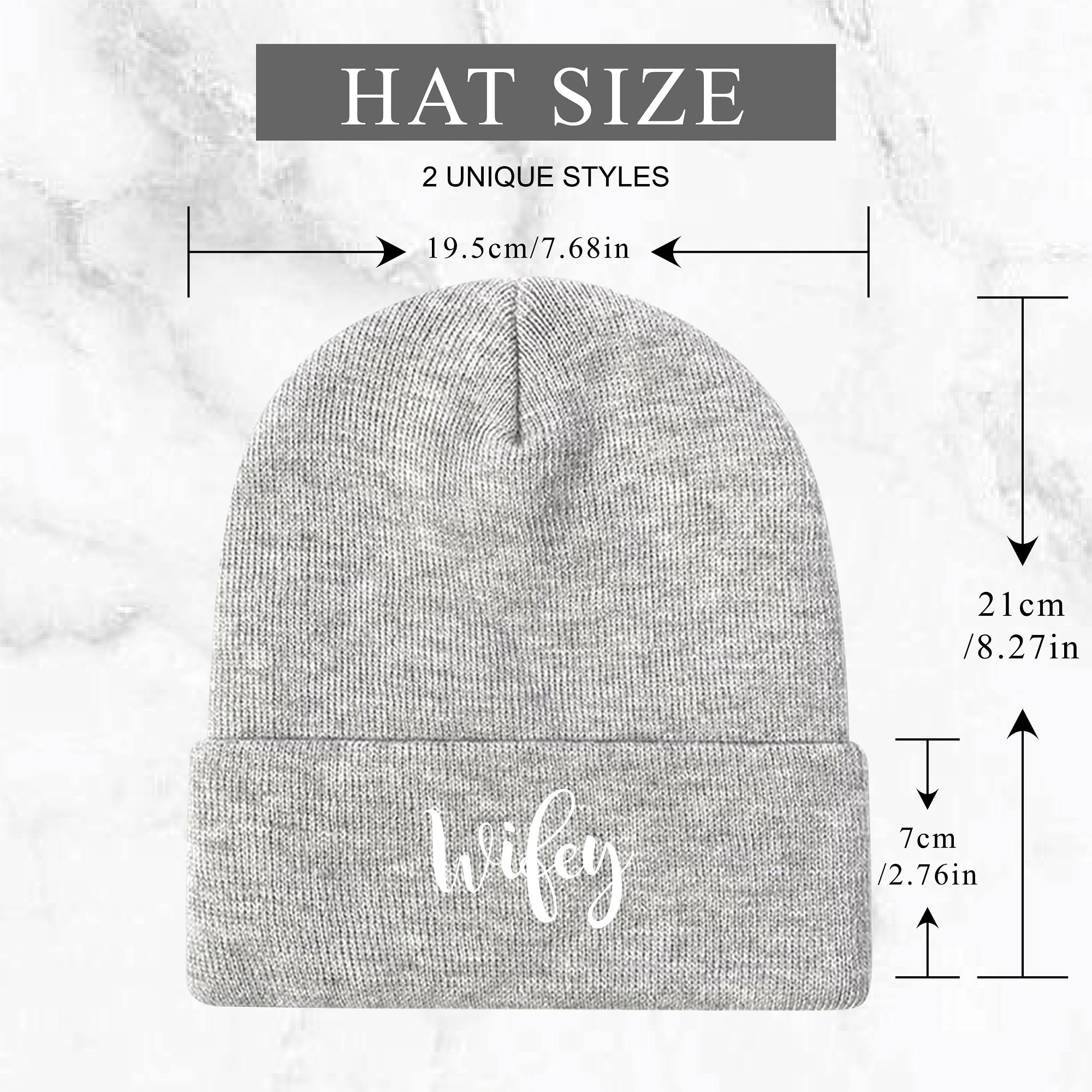 PartyGifts&beyond Couples Gifts Hubby and Wifey Beanie Hats for Men Women Wedding for Couple(HW Grey)