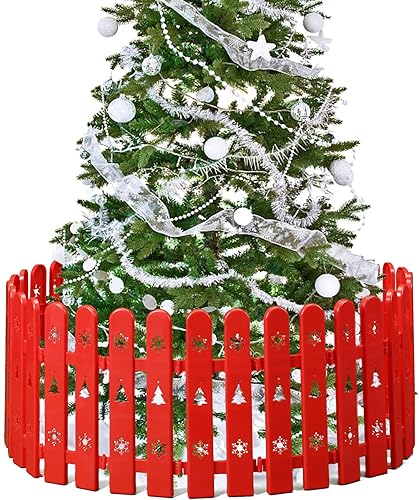 Valla de árbol de Navidad para decoración y mascotas, 24 piezas de valla decorativa alrededor del árbol de Navidad para perros pequeños, niños y
