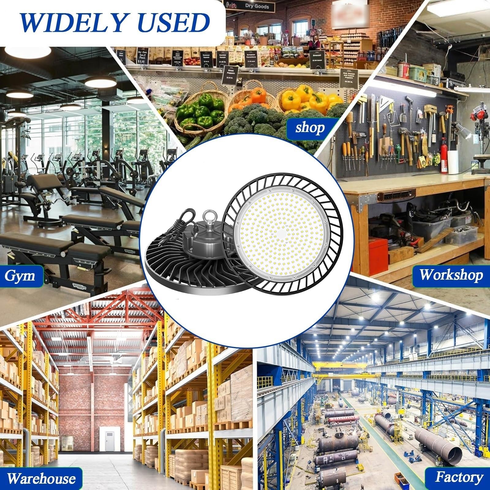 10 Pack LED High Bay Lights 100W 200W 300W 36000LM 6000K UFO High Bay Led Shop Lights AC100-277V — view 9