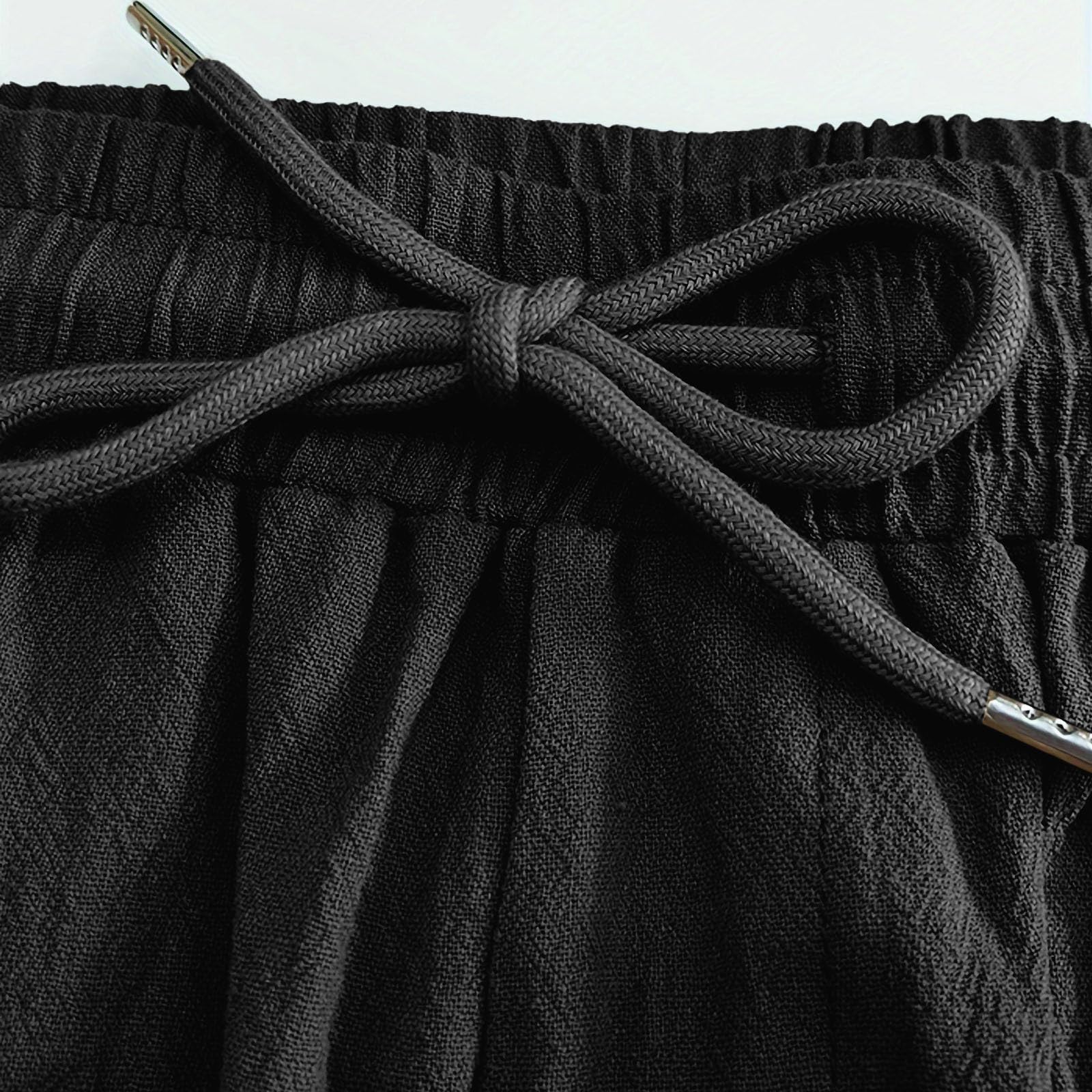 takaeys Mens Shorts Casual Summer Linen Pants Outdoor Lightweight Solid Comfy Shorts Breathable Cozy Beach Vacation Shorts - 4