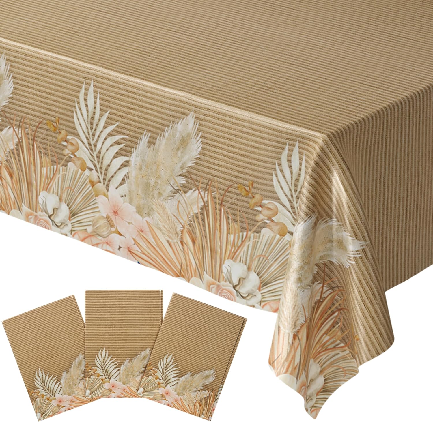 Blue Orchards Bohemian Table Cover (Pack of 3) - 54"x108" XL - Boho Chic Party, Rustic and Eclectic Theme Decorations, Floral Baby Shower, Bohemian Party Decorations