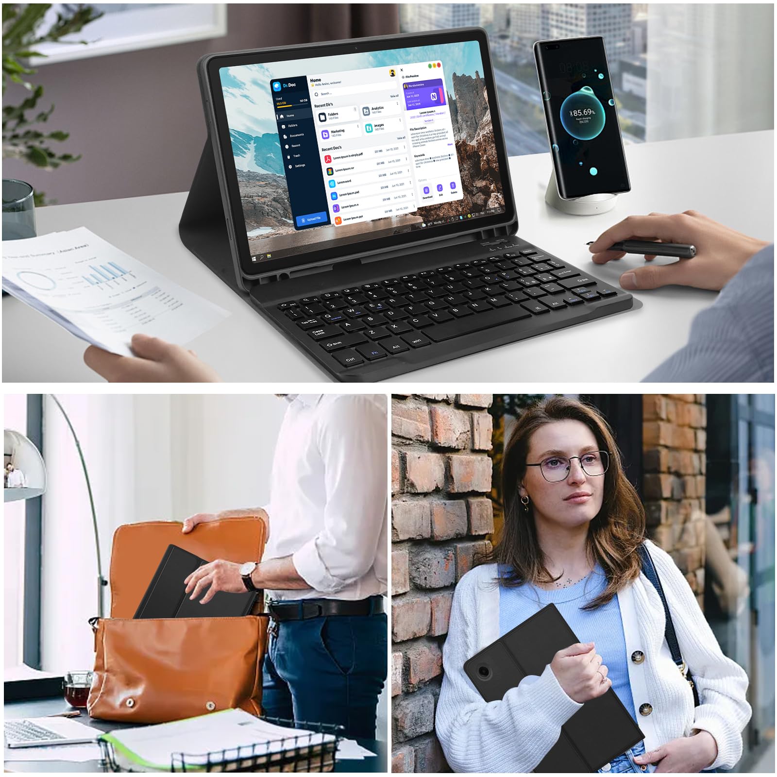 TENGWUDZ Custodia con Tastiera per Samsung Galaxy Tab А9+ 2023, Italiano Tastiera per Samsung Galaxy Tab A9+ /A9 Plus 11 Pollici 2023 (SM-X210/X216/X218) (Black)