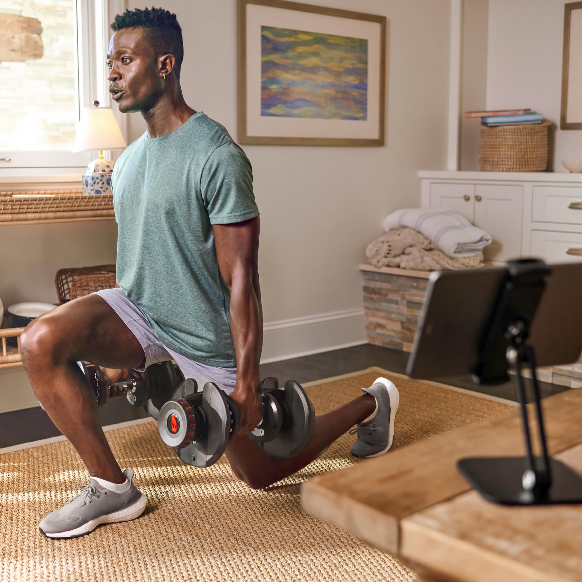 BowFlex SelectTech 1090i Hantel-Set mit Ständer | 4–41 kg verstellbar | 2 verstellbare Hanteln von 4 bis 41 kg mit Ständer für platzsparendes Krafttraining zu Hause.