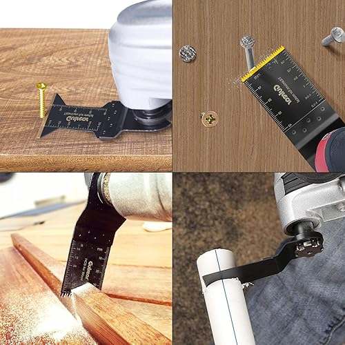 Miniatura 6 de 28 hojas de sierra oscilantes universales, incluye 6 cuchillas oscilantes de titanio multiherramienta para metal y material duro, cuchillas