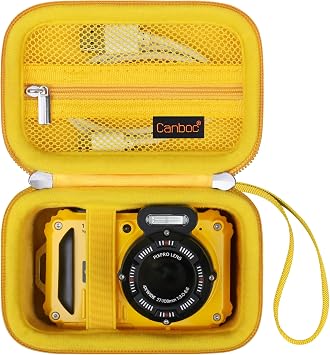 Canboc Carrying Case for Kodak PIXPRO WPZ2 Rugged Waterproof Digital Camera, Mesh Pocket fits USB Cable, Yellow Case Only