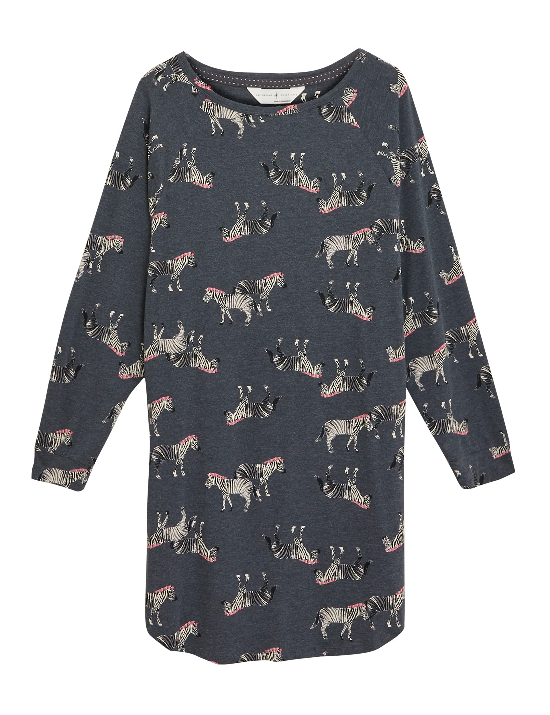 womens Loungewear Cotton Rich Zebra Print Long Sleeve Nightshirt