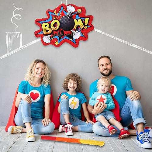 Miniatura 7 de Red Boom Party Piñata Cómic Book Hero Bundle Decoración de Cumpleaños Decoración de Piñatas para Juegos de Cumpleaños Temáticos Héroe Niñas Niños