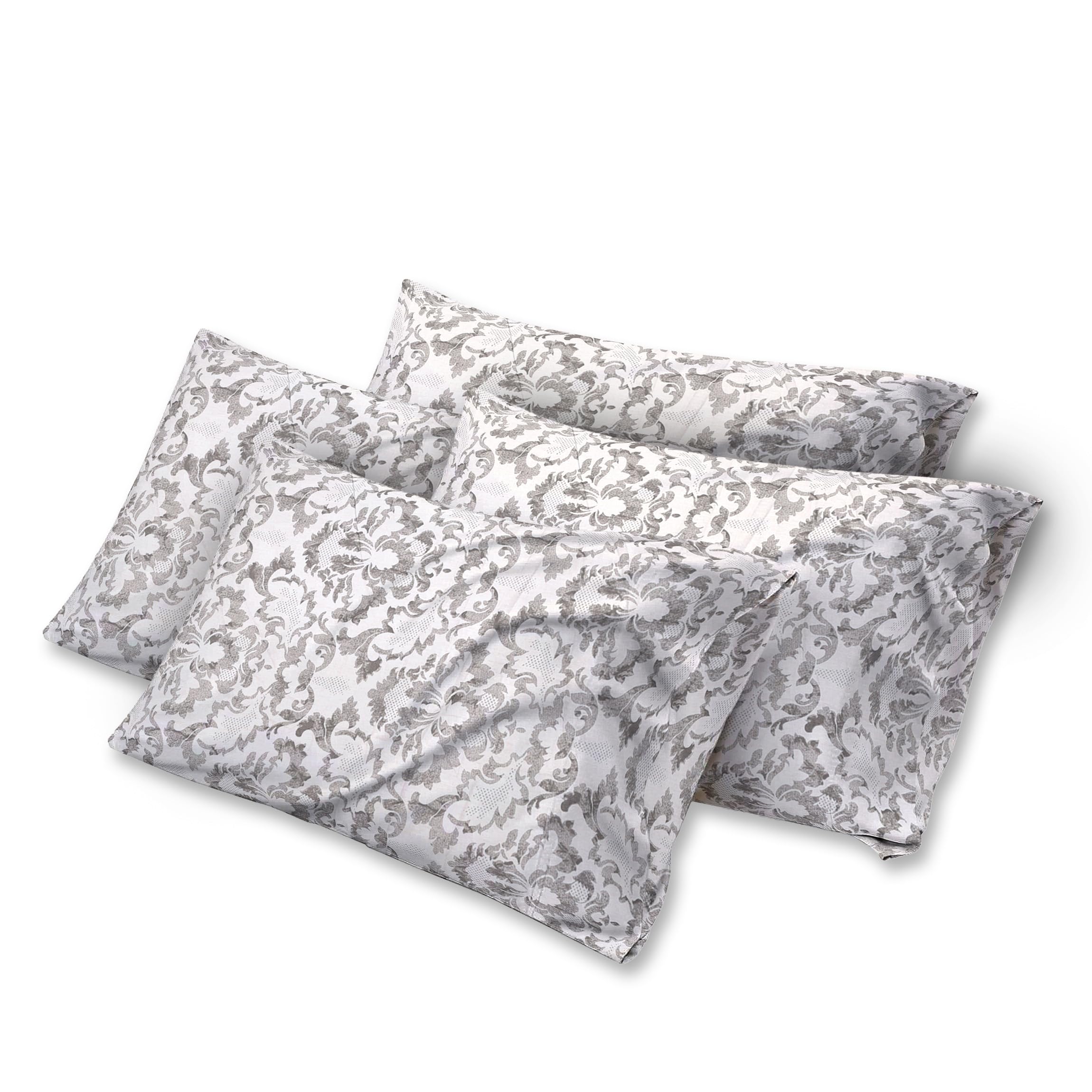 DANYDude 400 Thread Count Floral Printed Pillow Cases Pack of 4 100% Egyptian Cotton Pillow Covers Soft & Machine Washable Printed Pillow Cases 4 Pack Room Decor