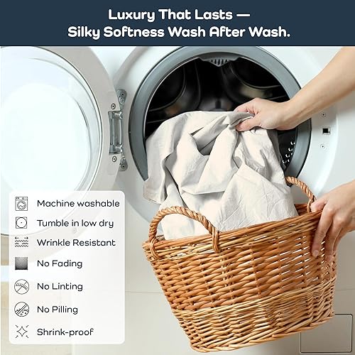 Miniatura 7 de Olive + Crate Luxury Series - Juego de sábanas 100% Tencel de eucalipto tamaño Queen, 4 piezas, sábanas refrescantes súper suaves  Bolsillo profundo