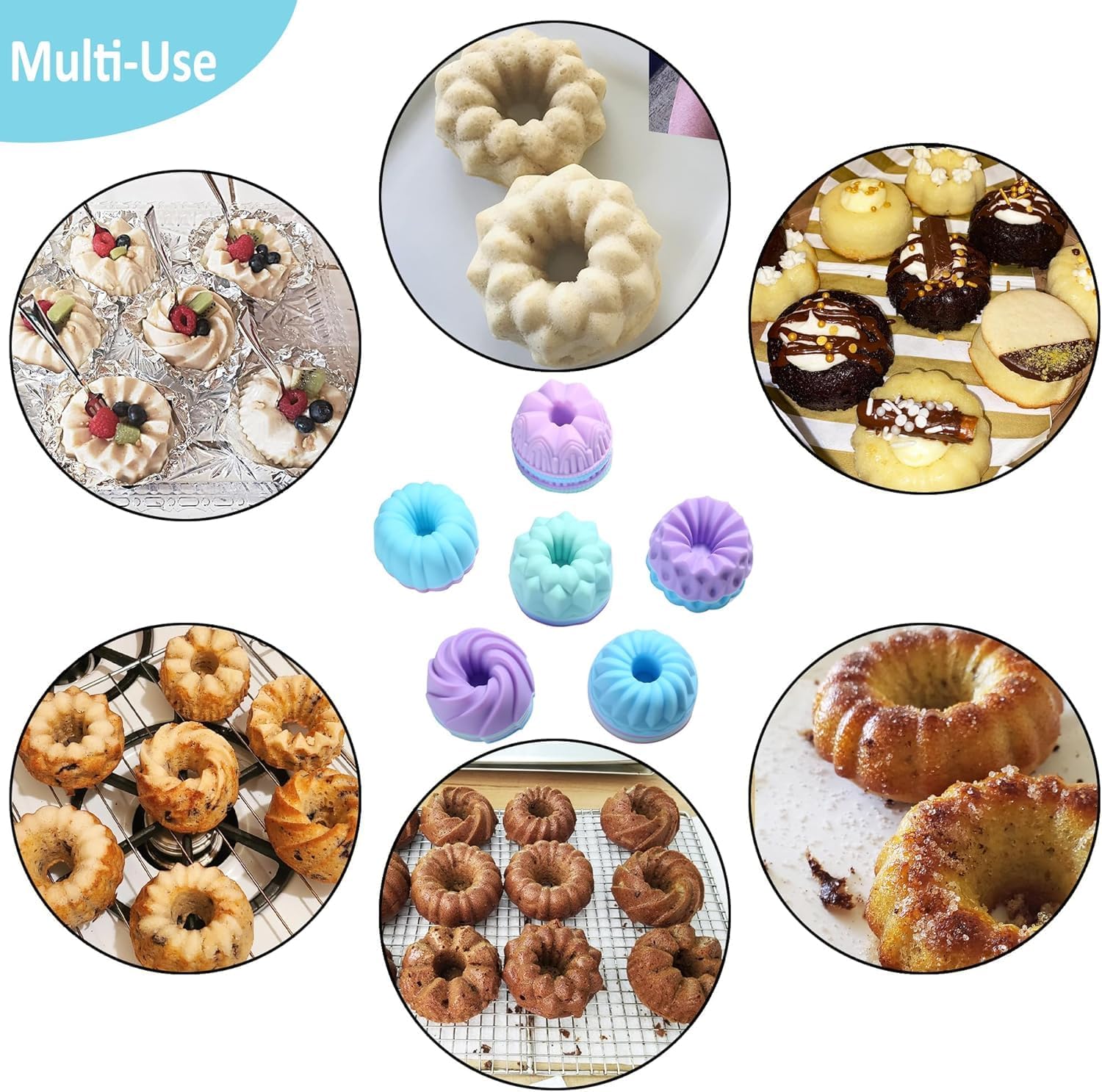 51-Piece Silicone Bakeware Set Non-Stick Kitchen Baking Pans with Cake Molds & Muffin Tray Complete Baking Kit