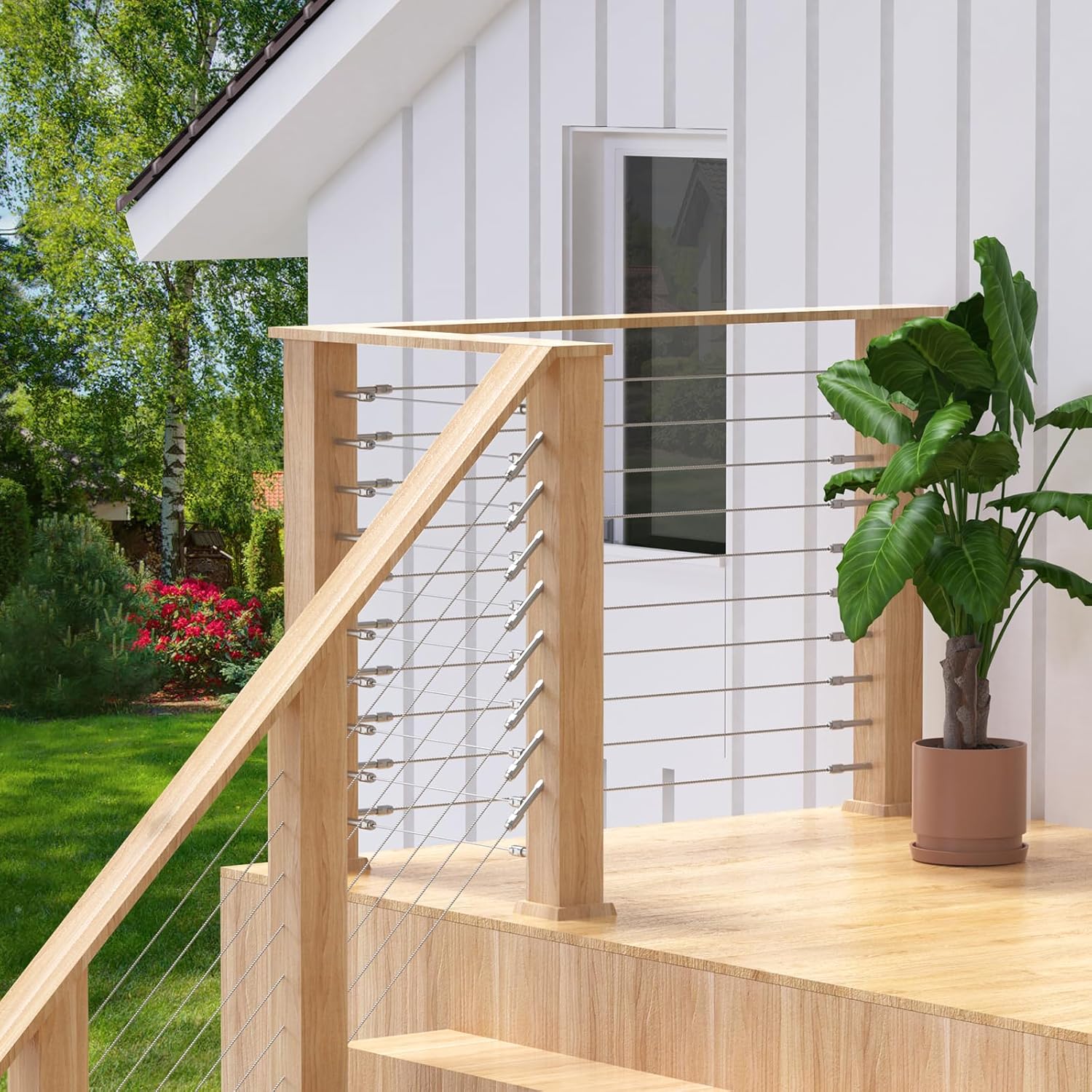 BLIKA Upgraded 20 Pack 3/16" Swageless Lag Screws Left & Right for Wood Posts, Swageless Lag Screw Terminals, T316 Stainless Steel, Swageless Cable Railing Kit, Deck Wire Railing Kits