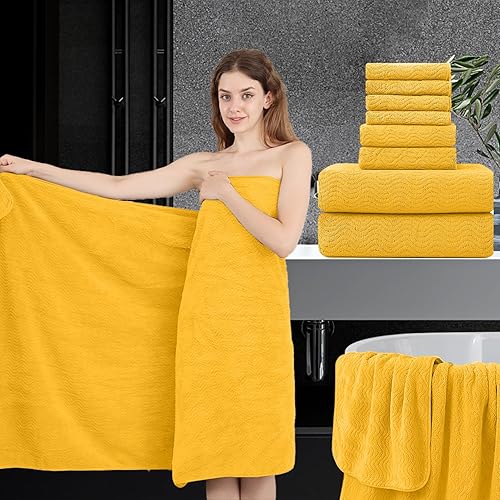 Miniatura 1 de Juego de toallas de baño de 8 piezas, 2 toallas de baño de gran tamaño, 2 toallas de mano, 4 toallas pequeñas, juego de toallas suaves extra grandes