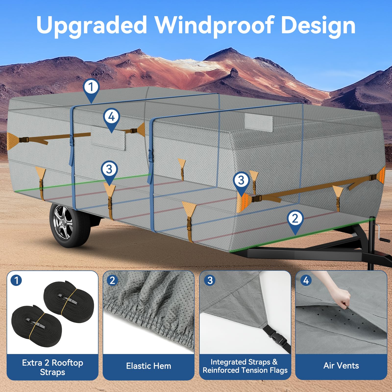 Tuszom Pop Up Camper Tent Trailer Cover Extra Thick 7 Layers - View #6