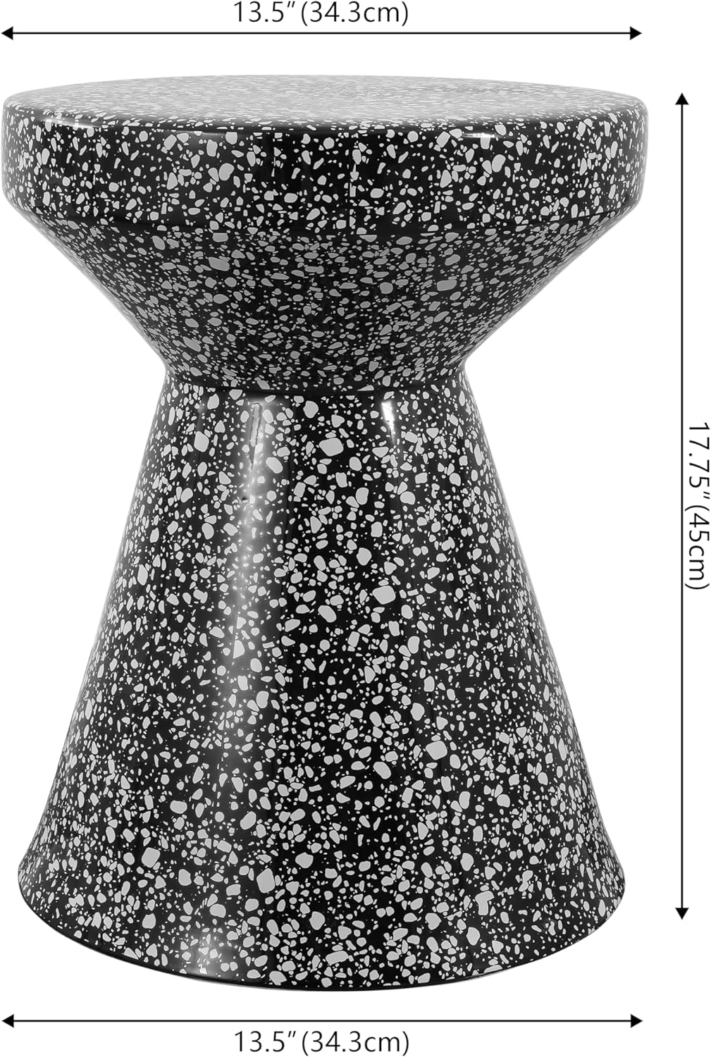 JONATHAN Y TBL1032B Xenia 17.75" Modern Bohemian Terrazzo Indoor/Outdoor Drum Accent Table, Black/White for Patio, Porch, Backyard