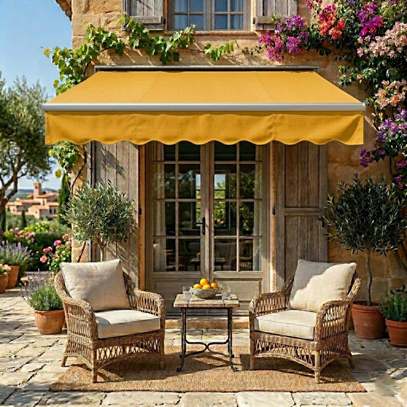 Store Retractable Exterieur，Toile De Remplacement Store Banne，Anti Chaleur Exterieur，Anti UV，Armature Non Incluse, Suitable for Patios and Shops.(Style E,13x9.8ft(3.9x2.9m))