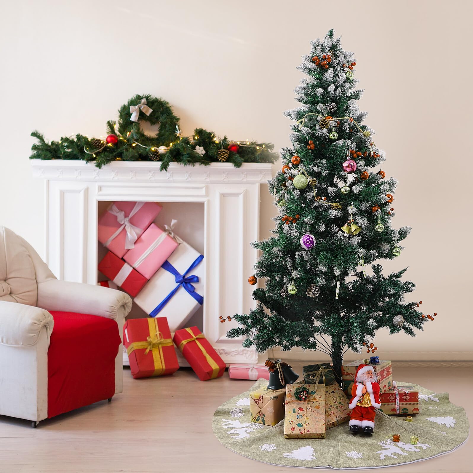 Toyvian Weihnachtsbaumdecke Runde Braune Weihnachtsbaumhülle Weihnachtsbaumfußabdeckung Weihnachtsbaumschürze Weihnachtsschmuck für Weihnachtsbaum Деко Decoration