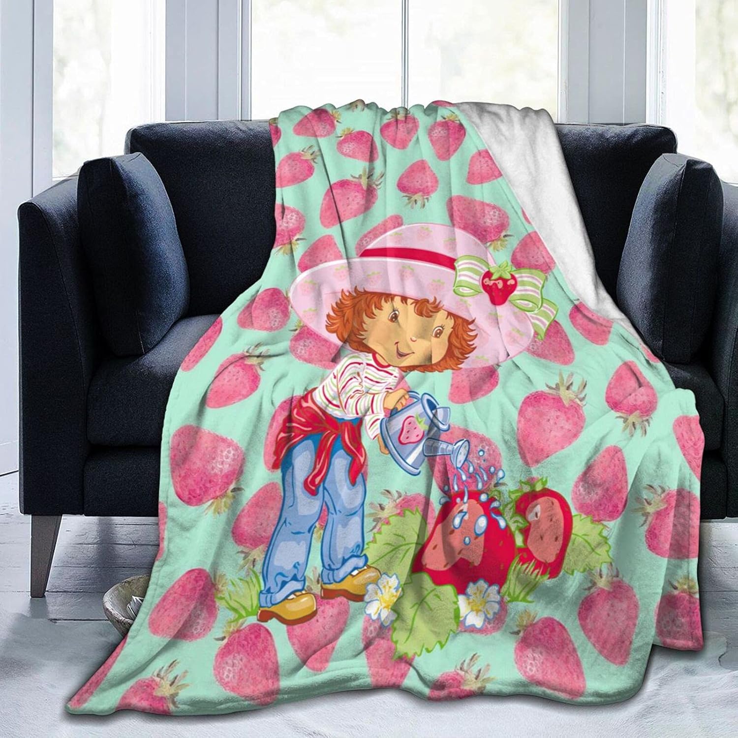 MikFHug Strawberry Pattern Shortcake Custard Blanket Soft