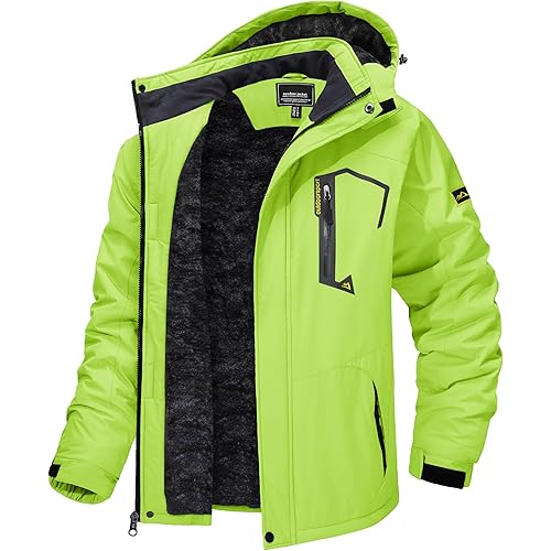 TACVASEN Men's Winter Skiing Jackets Water Resistant Fleece Coats Insulated Thermal Snowboard Jacket Parka Raincoat with Hood