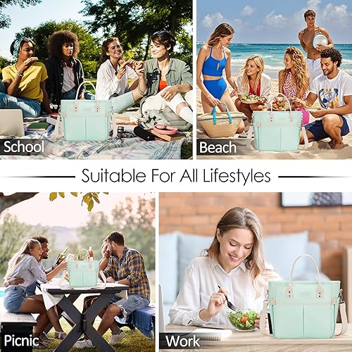 Miniatura 2 de MAXTOP - Bolsa de almuerzo para mujer para el trabajo, fiambrera térmica aislada con bolsillo de apertura amplia, bolsas de almuerzo reutilizables a