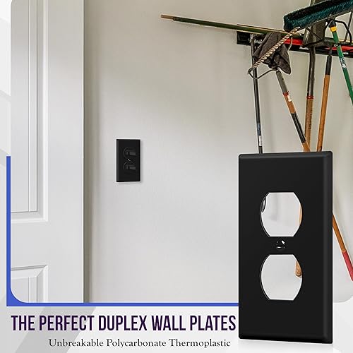 Miniatura 95 de ENERLITES Placa de pared dúplex para toma de receptáculo, cubierta de toma de corriente eléctrica, acabado brillante, tamaño mediano de 1 banda