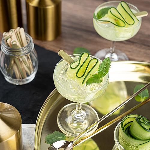 Miniatura 19 de Púas de cóctel de 3.5 pulgadas, 100 pinchos desechables para aperitivos, parte superior cilíndrica, palillos de dientes decorativos de bambú