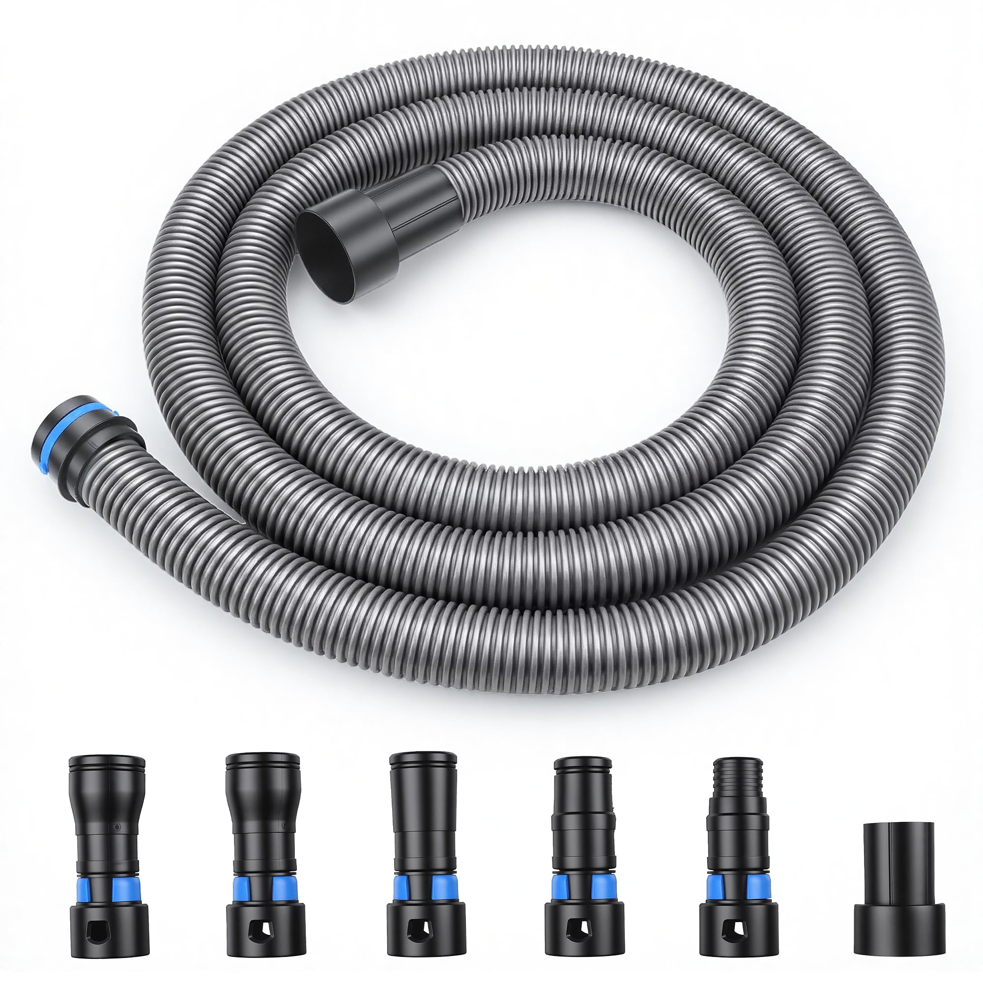 Photo 1 of 10FT Hose for Shop Vacuums with 6 Adapters - Universal Dust Collection Hose for 2-1/2" Shop Vacs, Fits De-Walt, Milwau-kee, Rid-gid Woodworking Power Tools by TOMOON