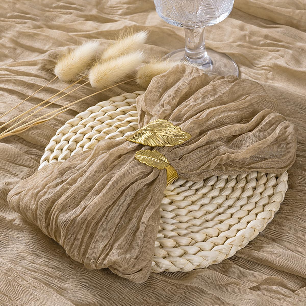 Socomi Nude Coffee Cheesecloth Napkins Easter Spring Cheese Cloths Gauze Set of 50 Boho Washable Dinner Table Napkins for Wedding Party Baby Shower Birthday Party Decor