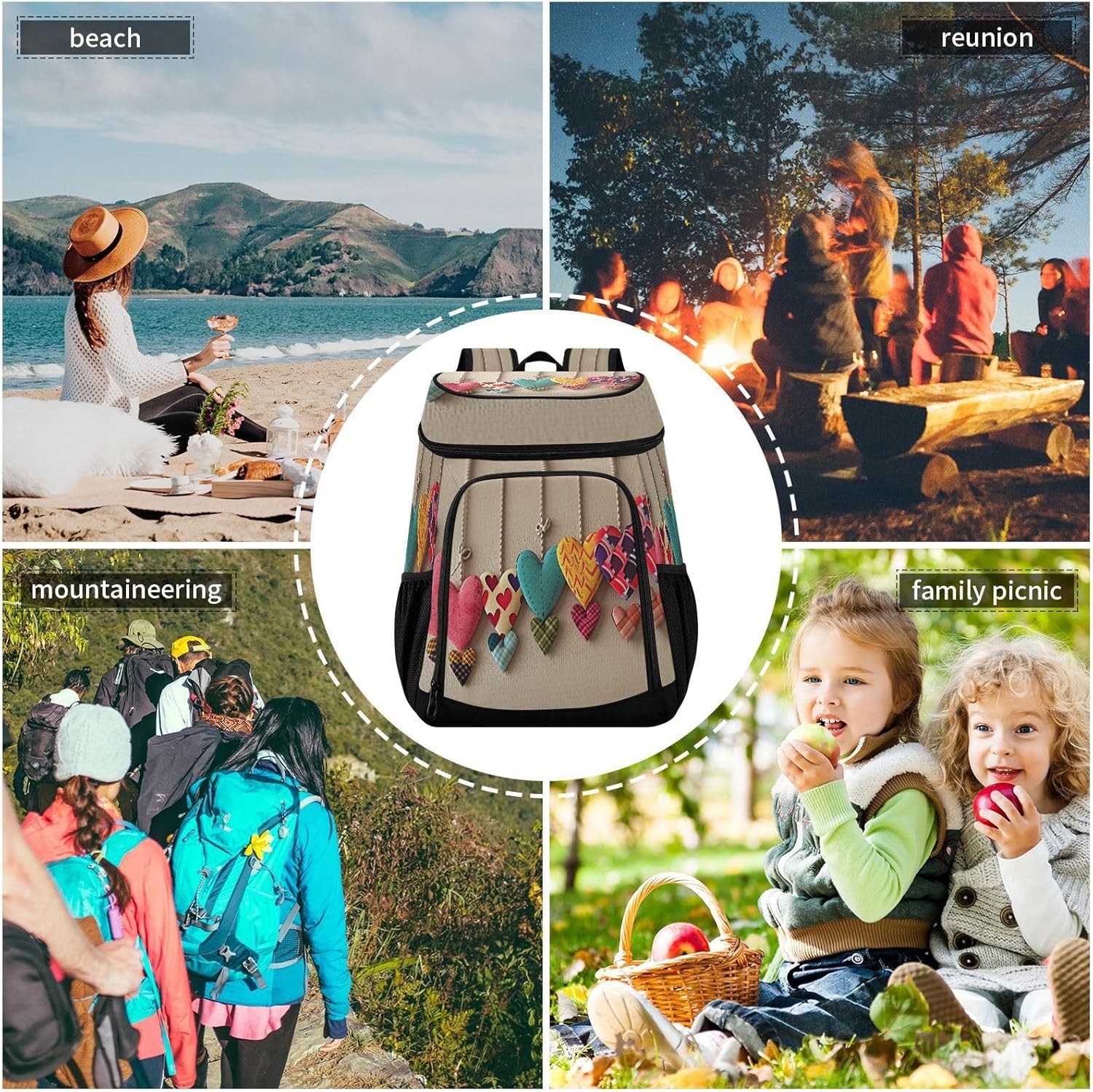 Simple Love Cooler Backpack 36 Cans Leakproof Waterproof Backpack Cooler Bag Beach Accessories Travel Camping Fishing Backpack for Women Men
