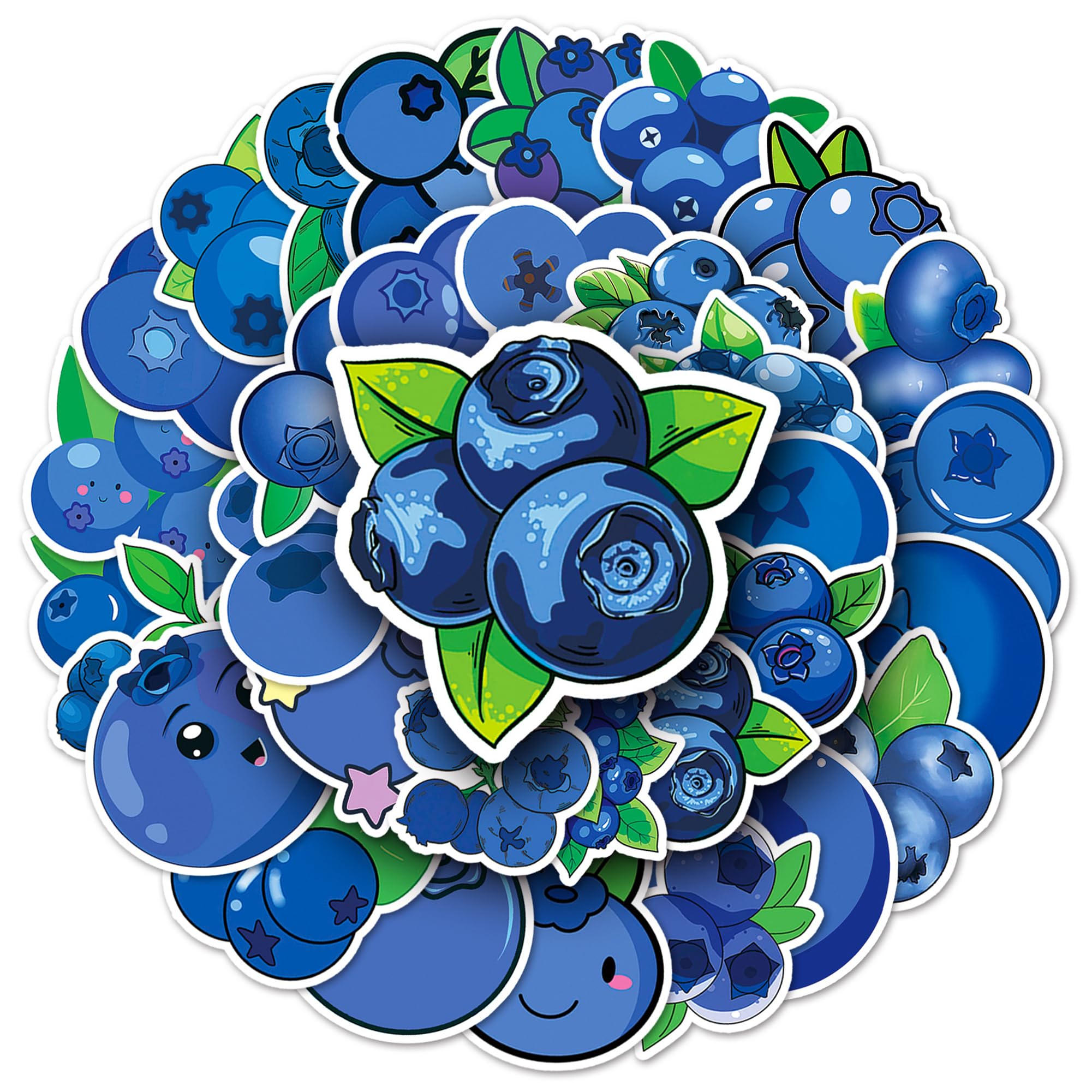 QUTA Fruit - Blueberry Stickers, 50PCS Cartoon Waterproof Vinyl Stickers for Laptop, Water Bottle, Phone - Kawaii Durable Cute Aesthetic Decals, DIY