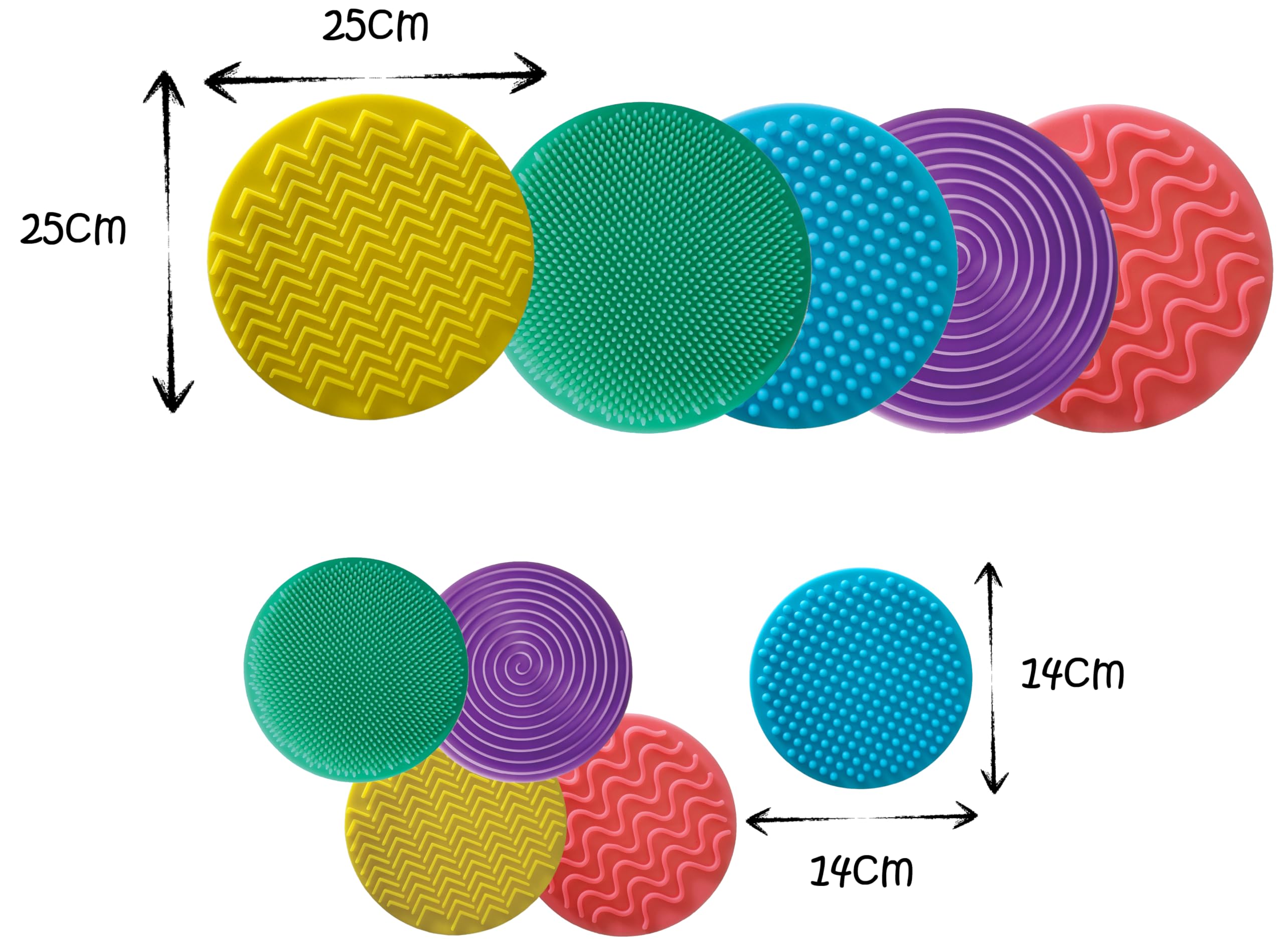 VIRTUENITY 10pc Sensory Silicone Mats. 5 Large (25cm) & 5 Small (14cm) - Image 3