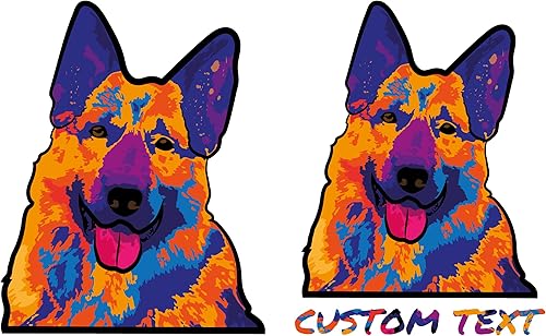 Miniatura 4 de Calcomanías coloridas de perro pastor alemán en diseño artístico, calcomanías duraderas para ventanas, paredes, puertas, computadoras portátiles,